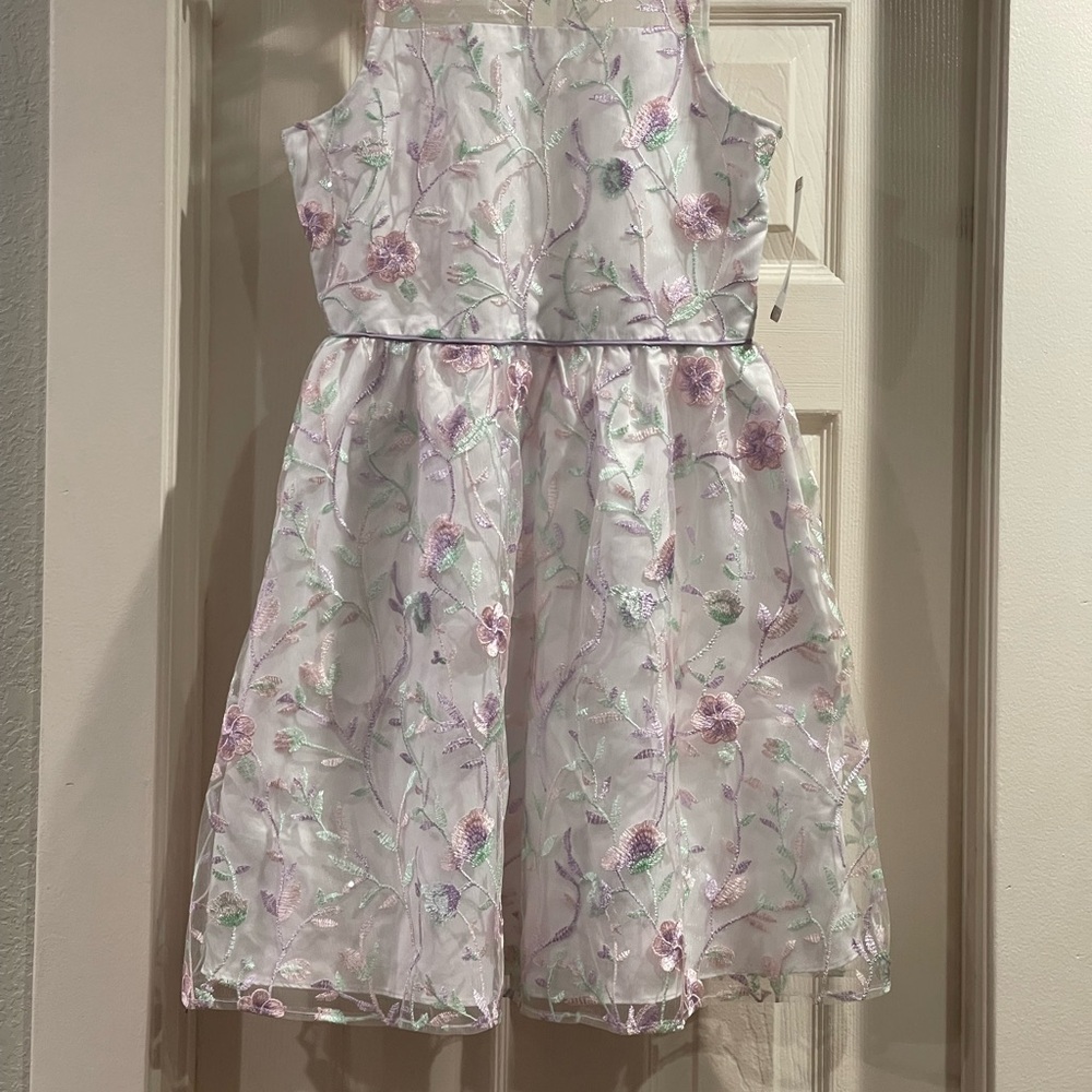 Rare Editions Floral Kids Dress - White and Purple